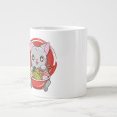 Cute Cat Eating Ramen Japanse voedselkat Lover Grote Koffiekop (Voorkant rechts)