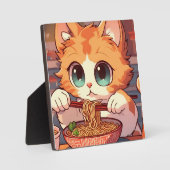 Cute Cat Eating Ramen Noodles Fotoplaat (Voorkant)