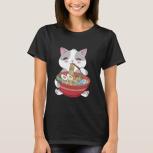 Cute Cat Eating Ramen Noodles T-shirt