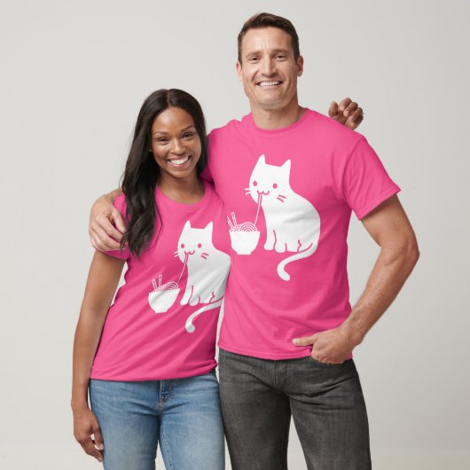 Cute Cat Eating Ramen T-shirt (Unisex)