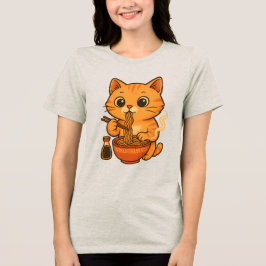 Cute Cat Eating Ramen Tri-Blend Shirt