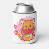 Cute Cat Eating Watermelon | Kawaii Blikjeskoeler (Blikje Achterkant)