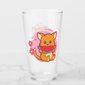 Cute Cat Eating Watermelon | Kawaii Glas (Voorkant)