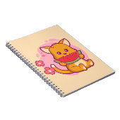 Cute Cat Eating Watermelon | Kawaii Notitieboek (Rechterzijde)