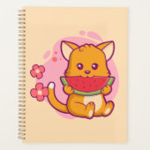 Cute Cat Eating Watermelon | Kawaii Planner (Voorkant)