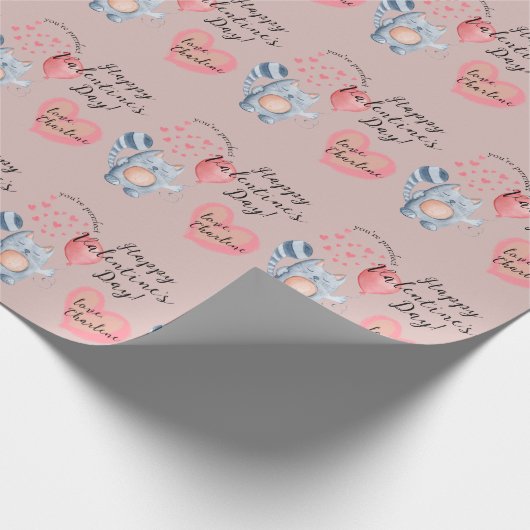 Cute Cat en ballon Valentijnsdag Cadeaupapier (Hoek)