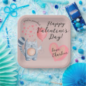 Cute Cat en ballon Valentijnsdag Papieren Bordje (Feest)