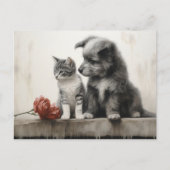 Cute Cat en Dog Briefkaart (Voorkant)