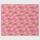 Cute Cat en Flowers Cadeaupapier (Vlak)