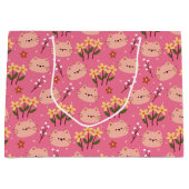 Cute Cat en Flowers Groot Cadeauzakje (Voorkant)