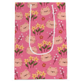 Cute Cat en Flowers Medium Cadeauzakje (Achterkant)