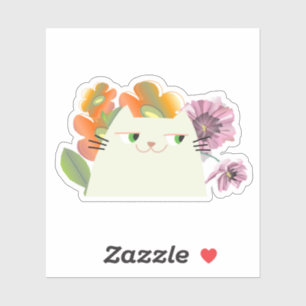 Cute Cat en Flowers Sticker