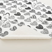 Cute Cat en Heart Black en White Pattern Sherpa Deken (3/4)