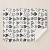 Cute Cat en Heart Black en White Pattern Sherpa Deken (Voorkant (horizontaal))