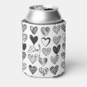 Cute Cat en Heart Pattern Illustratie Blikjeskoeler (Blikje Achterkant)