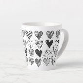 Cute Cat en Heart Pattern Illustratie Latte Mok (Rechterhoek)