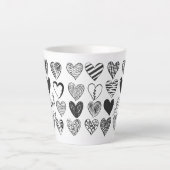 Cute Cat en Heart Pattern Illustratie Latte Mok (Voorkant)