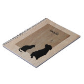 Cute cat- en hondensilhouettes op hout notitieboek (Linkerzijde)