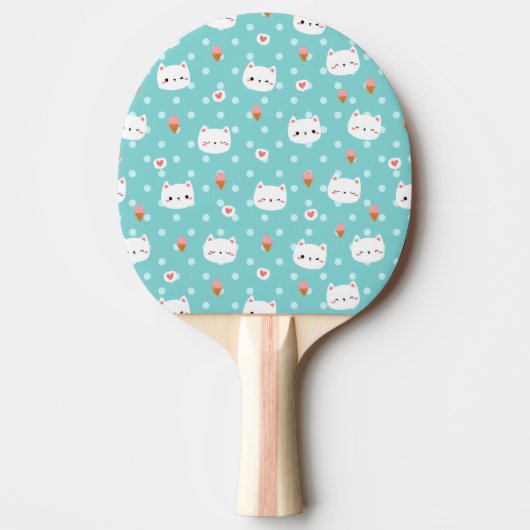 Cute Cat en Ice Cream Pattern Tafeltennisbatje (Voorkant)