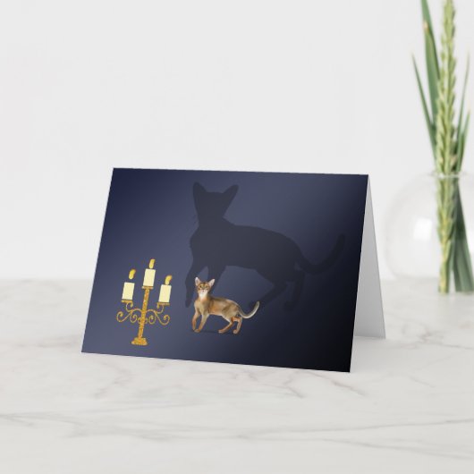 Cute Cat en Large Shadow Halloween Kaart (Voorkant)