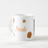 Cute Cat en Pumpkin Halloween Mok met Jouw naam (Voorkant links)