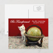 Cute Cat en Romans 12:2 Bijbelverse Briefkaart (Voorkant / Achterkant)