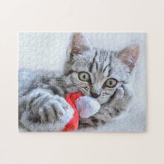 Cute Cat en Santa Claus Pet Legpuzzel (Horizontaal)