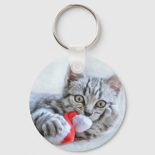 Cute Cat en Santa Claus Pet Sleutelhanger (Voorkant)