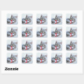 Cute Cat en Santa Claus Pet Vierkante Sticker (Vel)