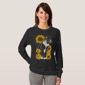 Cute Cat en Sunflower Garden Feline Love T-shirt (Voorkant volledig)