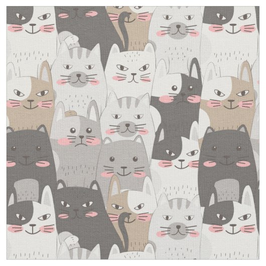 Cute Cat Fabric Stof (Close Up)
