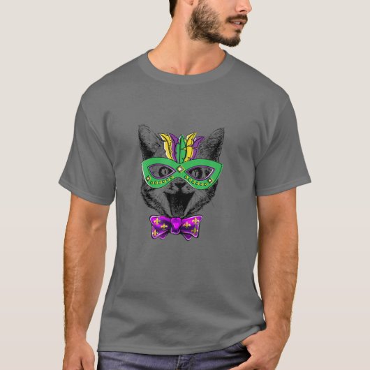 Cute Cat Face Funny Character Mardi Gras Carnival T-shirt (Voorkant)