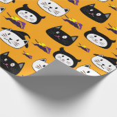 Cute Cat Face Halloween Patroon Cadeaupapier (Hoek)