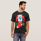Cute Cat Face Mask Funny Kerstpajama for T-shirt (Voorkant volledig)