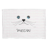 Cute Cat Face, MEOW, Love, Roze Kussensloop (Voorkant)