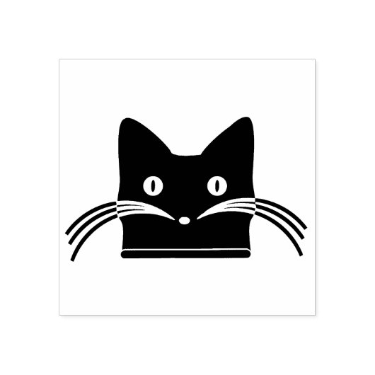 Cute Cat Face met Whiskers Art Stamp Rubberstempel (Afrduk)