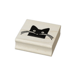 Cute Cat Face met Whiskers Art Stamp Rubberstempel