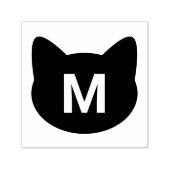 Cute Cat Face Monogram Zelfinktende Stempel (Design)