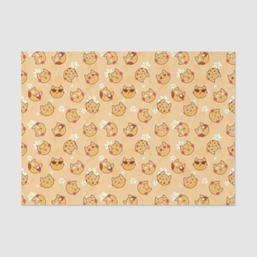 Cute Cat Face Pattern | SINAASAPPEL Tissuepapier (Voorkant)
