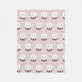 Cute Cat Face Pink Dotty Patroon Fleece Deken (Voorkant)
