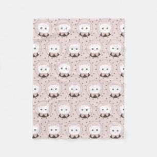 Cute Cat Face Pink Dotty Patroon Fleece Deken