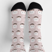 Cute Cat Face Pink Dotty Patroon Sokken (Top)