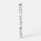 Cute Cat Face Pink Dotty Pattern Monogram iPhone 16 Hoesje (Linkerkant)