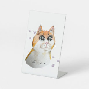 Cute Cat Face. Rode kat. Koffie-Mok Briefkaart sle Reclamebord Met Voetstuk