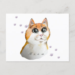 Cute Cat Face. Rode kat. KoffieMok Briefkaart