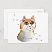 Cute Cat Face. Rode kat. KoffieMok Briefkaart (Voorkant / Achterkant)