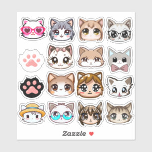 Cute Cat Face Stickers