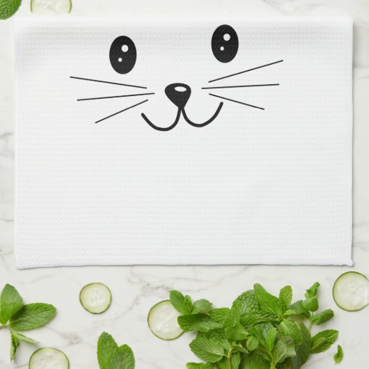 Cute Cat Face. Theedoek (Gevouwen)