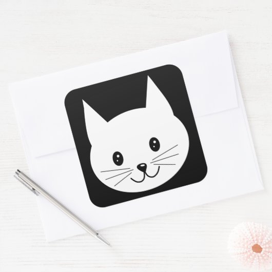Cute Cat Face. Vierkante Sticker (Envelop)