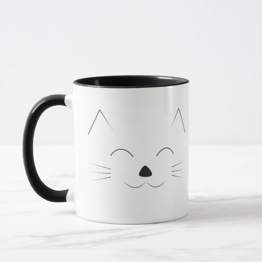 Cute Cat Face - zwart Mok (Links)